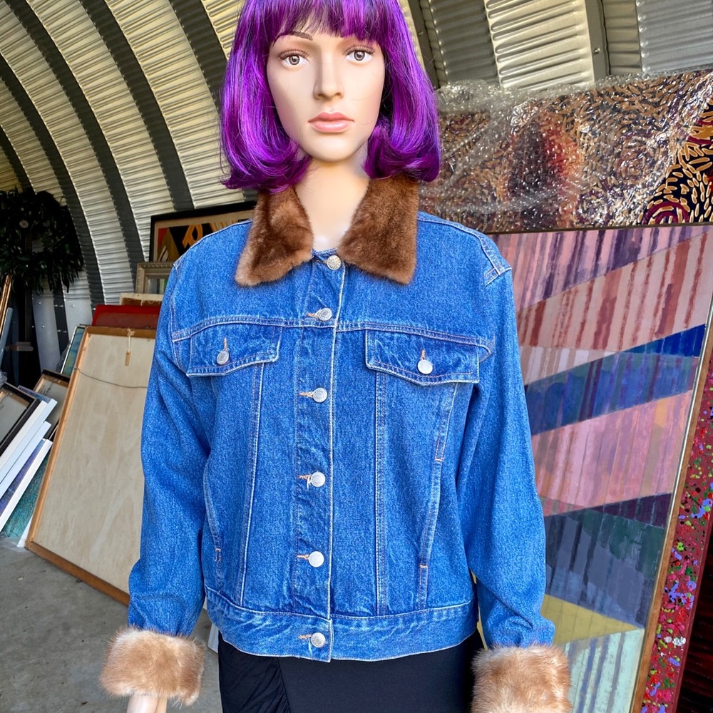 Skirting Around Genuine Mink Trimmed Jean Jacket